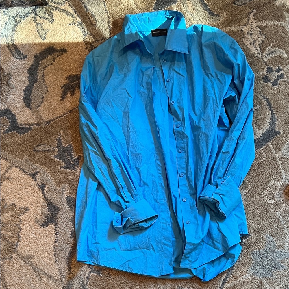White Fox Boutique Vibrant Blue Button-Down Shirt